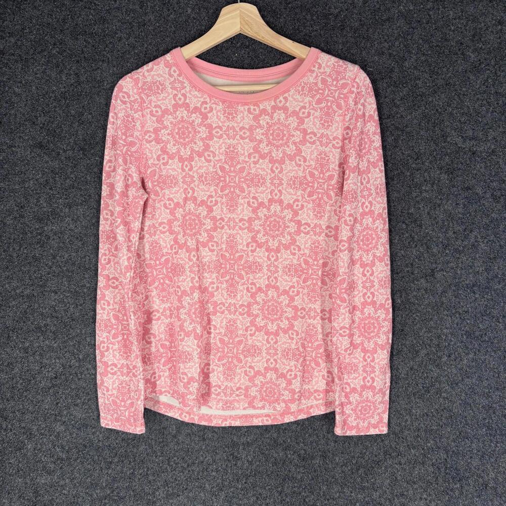 Sonoma Top Women M Medium Pink Geometric Long Sleeve Cotton Pullover Casual